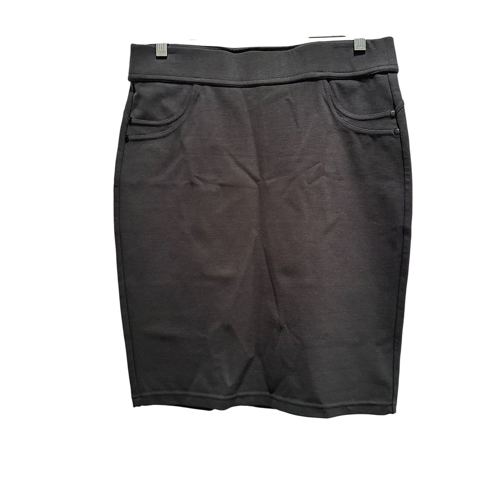 Liverpool Jeans Company Dark Spruce Gray Ponte Knit Pull On Pencil Skirt 4/27‎